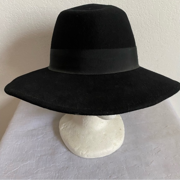 Sonni San Francisco Hat Vtg Black Wool Lancaster Fedora w Ribbon Made in USA - Picture 2 of 8